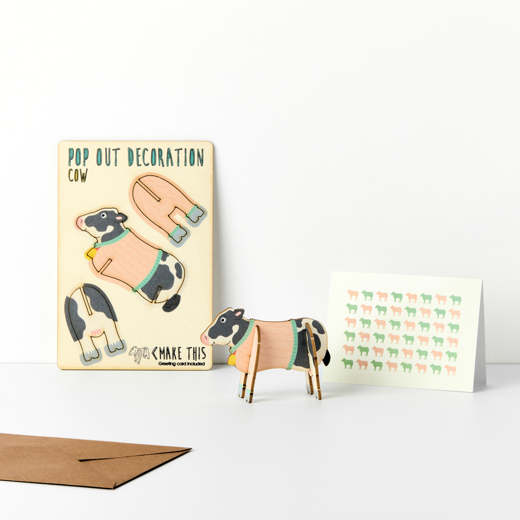 The Pop Out Card Company Pop Out Cow Decoration and Cow Card