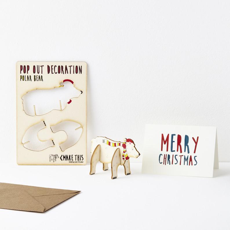 Pop Out Polar Bear Christmas Card