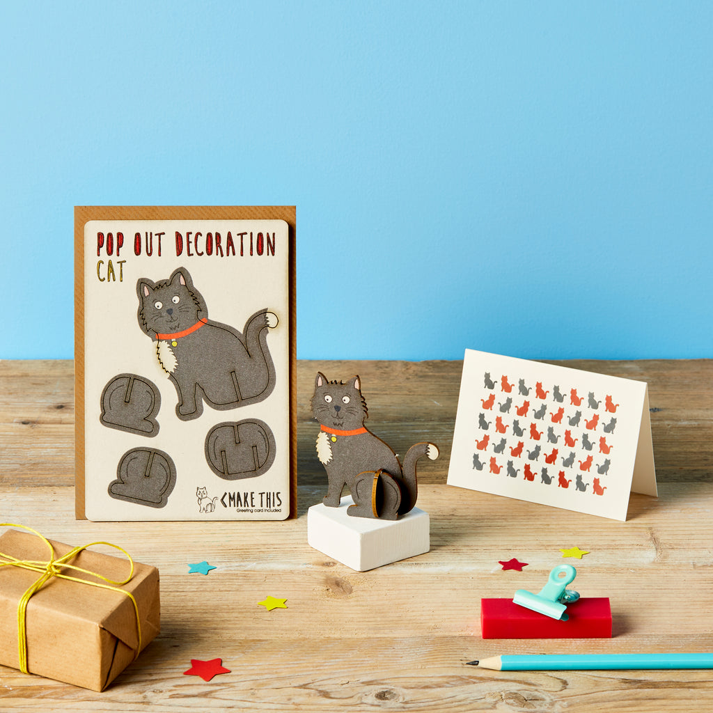Pop Out Black Cat Greeting Card