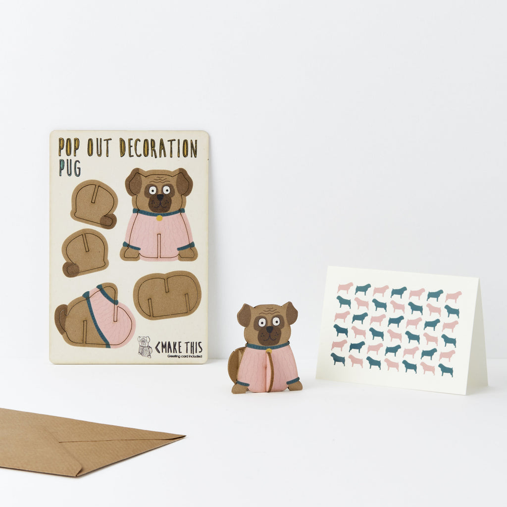 Pop Out Pug Greeting Card